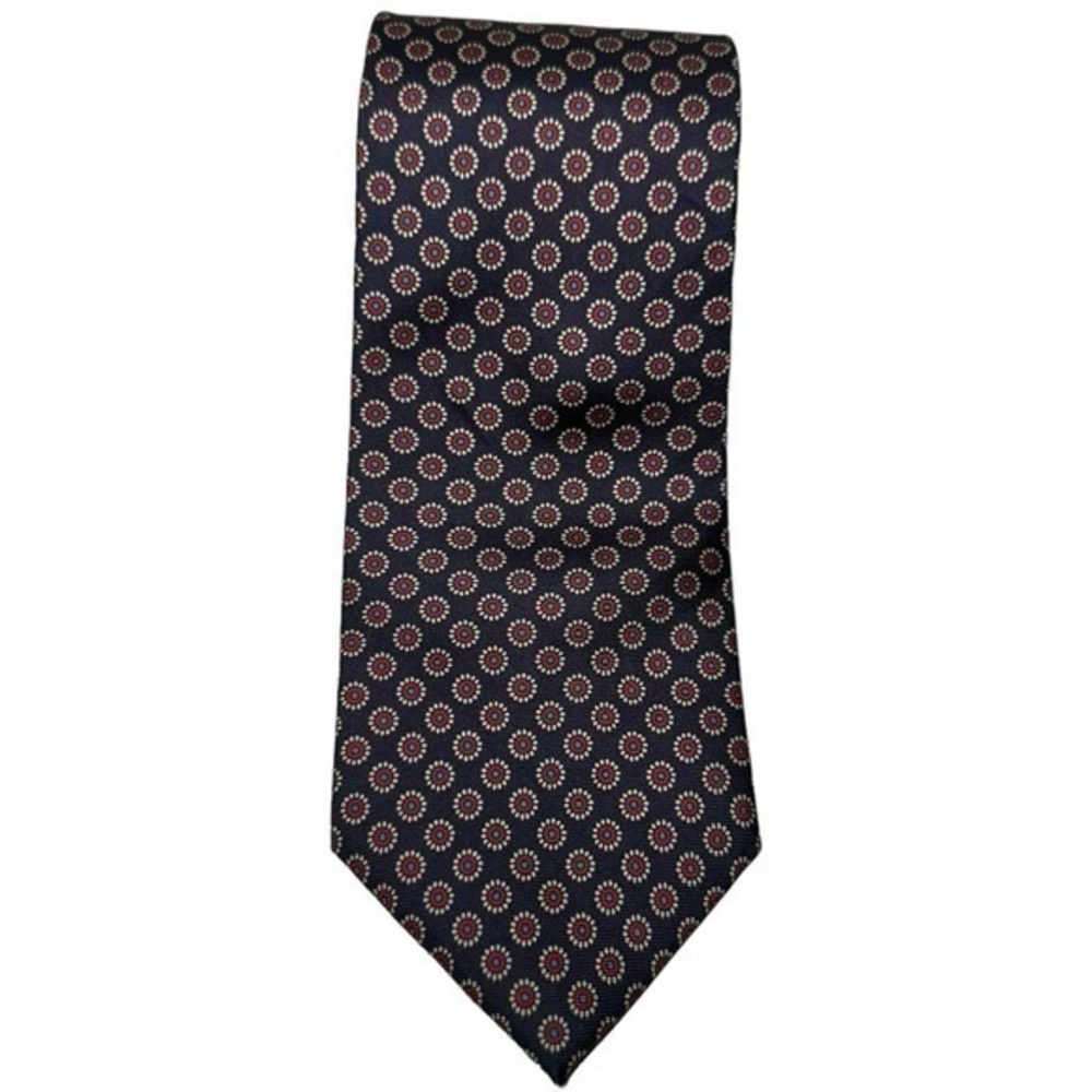 Valentino Cravatte Vintage Handmade Black Mini Red Dotted Print Silk Necktie Tie